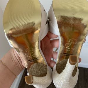 Adrianna papell white wedding heels